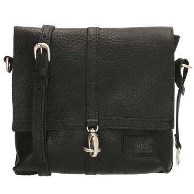 Handgemaakte leren schouder kleptas #04 zwart