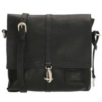 Handgemaakte leren schouder kleptas #04 zwart - thumbnail