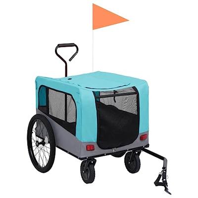 VidaXL Fietstrailer en hondenwagen 2-in-1 blauw en grijs