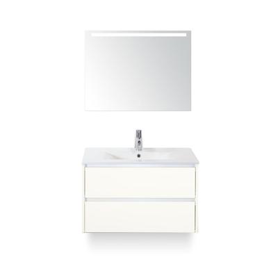 Dante Badmeubelset 80 cm - Wit Hoogglans - Keramische Wastafel Wit Enjoy - met Sence Spiegel