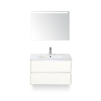Dante Badmeubelset 80 cm - Wit Hoogglans - Keramische Wastafel Wit Enjoy - met Sence Spiegel - thumbnail