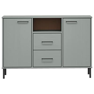 Dressoir met metalen poten OSLO 113x40x77 cm grenenhout grijs