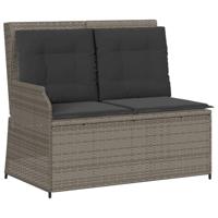 3-delige Loungeset met kussens poly rattan grijs - thumbnail