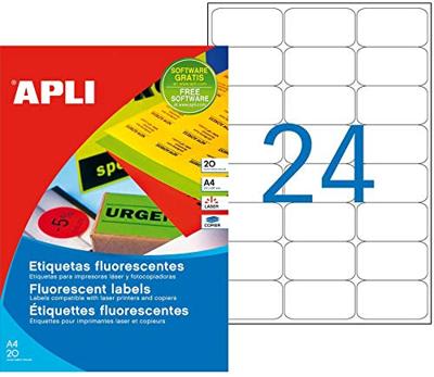 Apli fluorescerente etiketten 64 x 33,9 mm (b x h) geel Apli fluorescerente etiketten 64 x 33,9 mm (b x h) geel
