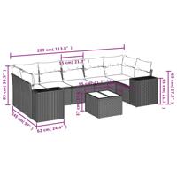 8-delige Loungeset met kussens poly rattan zwart - thumbnail
