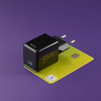 Hama Fast Charger USB-C PD/QC/GaN Super-Mini Charger 45 W Oplader Zwart - thumbnail