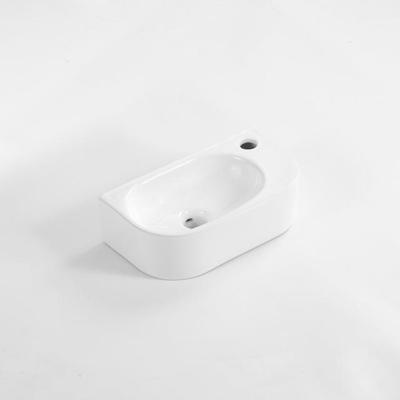 QeramiQ Pure Fontein - 40x22x12cm - Rechts - Glad - halfrond - 1 kraangat - Keramiek - Wit Glans 8718LGW QeramiQ Pure Fontein - 40x22x12cm - Rechts - Glad - halfrond - 1 kraangat - Keramiek - Wit Glans 8718LGW