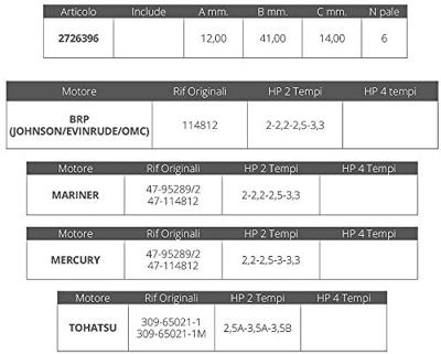 CEF500396 - Impeller 47-95289 2 Tohatsu