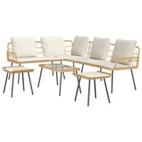 Tuinbankenset met kussen 4 pcs Naturel poly rattan - thumbnail