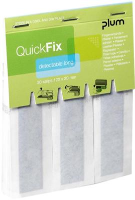 Plum QuickFix navulling voor pleisterautomaat, 30 detecteerbare blauwe pleisters, extra lang
