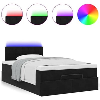 Ottoman bed met matras en LED's 120x200cm fluweel zwart