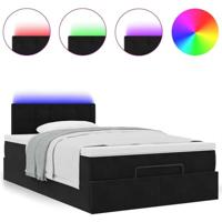 Ottoman bed met matras en LED's 120x200cm fluweel zwart - thumbnail