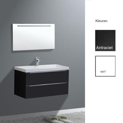 Badkamermeubelset Sanilux Senza 100x47x50 cm 2 Kraangaten Hoogglans Antraciet