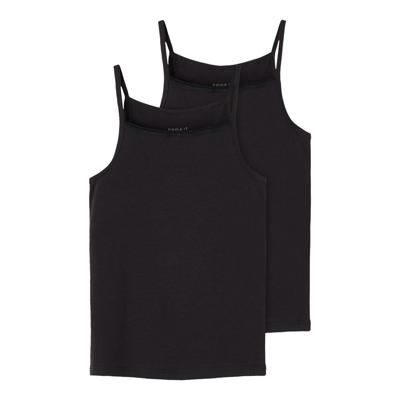 Name it 2-pak meisjes hemdjes - Spaghetti bandjes - Kinder basic katoenen onderhemd - 116 - Zwart - Top - Singlet - 116