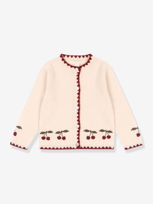 Vest met geborduurde kersen beige