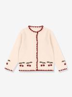 Vest met geborduurde kersen beige - thumbnail