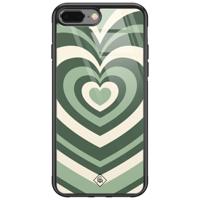 iPhone 8 Plus/7 Plus glazen hardcase - Hart swirl groen - thumbnail