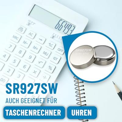 ABSINA SR 927 SW horloges, knoopcel, 1,55 V, zilveroxide, verpakking van 10 stuks, horloge-batterij 395/399 / AG7 / LR927 - SR927SW horlogebatterij, lekvrij en lange houdbaarheid, horlogeband SR927SW,