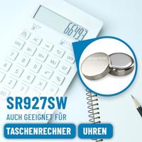 ABSINA SR 927 SW horloges, knoopcel, 1,55 V, zilveroxide, verpakking van 10 stuks, horloge-batterij 395/399 / AG7 / LR927 - SR927SW horlogebatterij, lekvrij en lange houdbaarheid, horlogeband SR927SW, - thumbnail