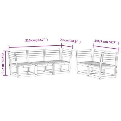 5-delige Loungeset massief grenenhout wasbruin