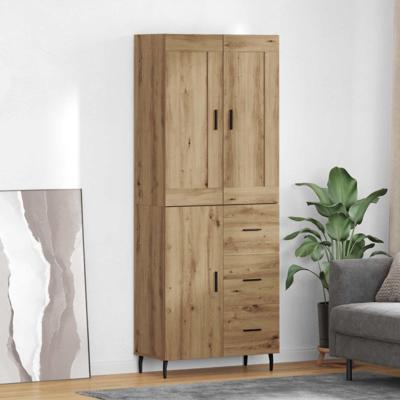Hoge kast met lade 2 pcs Artisan Eiken Geengineerd Hout en Glas