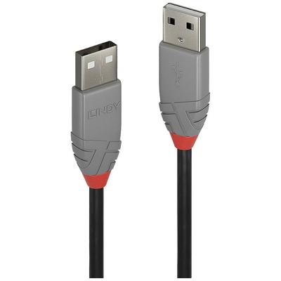LINDY 36692 USB-kabel USB 2.0 USB-A stekker, USB-A stekker 1.00 m Zwart, Grijs Verguld