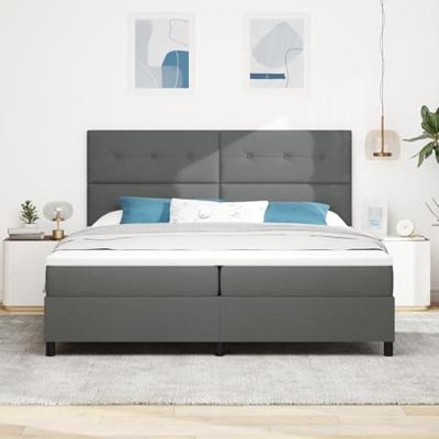 Boxspring bed met matras Donkergrijs 200 x 200 cm Stof