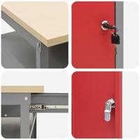 Werkbankset met lade 3 pcs Rood en Grijs Gepoedercoat staal - thumbnail