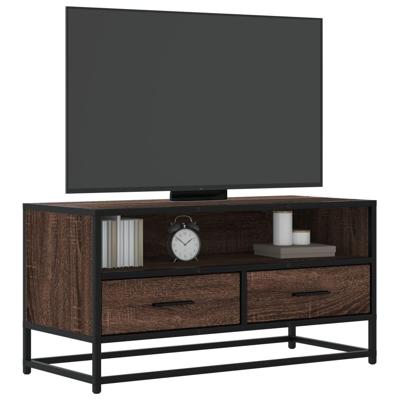 Tv-meubel 80x34,5x40 cm bewerkt hout metaal bruin eikenkleur Tv-meubel 80x34,5x40 cm bewerkt hout metaal bruin eikenkleur