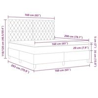 Boxspringbed met matras en LED fluweel lichtgrijs 160x200 cm - thumbnail