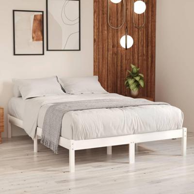 Bedframe massief grenenhout wit 160x200 cm