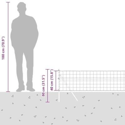 VidaXL Hek met paal grijs 0,4 x 25 m staal en pvc