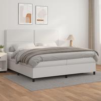Boxspring met matras kunstleer wit 200x200 cm - thumbnail