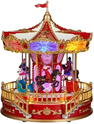 Carrousel led werkt op batterijen l23,5xw23,5xh28,5cm kerst - Luville