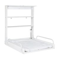 ROBA Wandgemonteerde opvouwbare verschoontafel - Inclusief waterdichte matras - 2 geïntegreerde planken - Wit gelakt hout - thumbnail