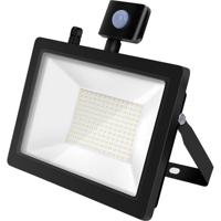 LED Bouwlamp 100W met Sensor - 4000K Natuurlijk Wit - IP65 Waterdicht - Mat Zwart - Aigi Stado - thumbnail