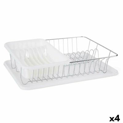 Afdruiprek voor Keukengootsteen Kinvara Wit 43,5 x 11 x 33,5 cm (4 Stuks)
