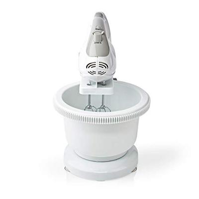 Nedis kahm110cwt handmixer 200 w 5-snelheden turbo-functie draaikom / 2 deeghaken / 2 kloppers grijs / wit Nedis kahm110cwt handmixer 200 w 5-snelheden turbo-functie draaikom / 2 deeghaken / 2 kloppers grijs / wit