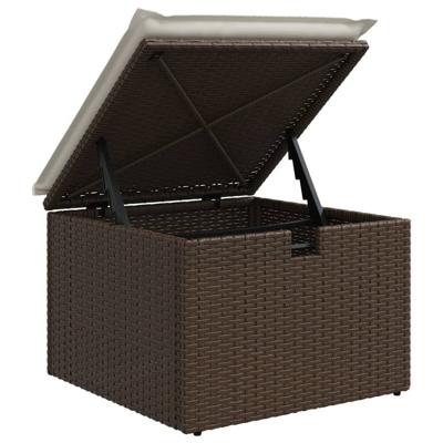 6-delige Loungeset met kussens poly rattan bruin - thumbnail