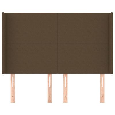 Hoofdbord met randen 147x16x118/128 cm stof donkerbruin - thumbnail