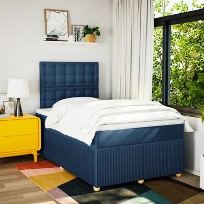 Boxspring met matras stof blauw 120x190 cm