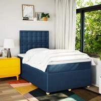 Boxspring met matras stof blauw 120x190 cm - thumbnail