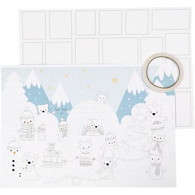 Creativ Company Kerst kalender, afm 30x42 cm, wit, 3 stuk/ 1 doos - thumbnail