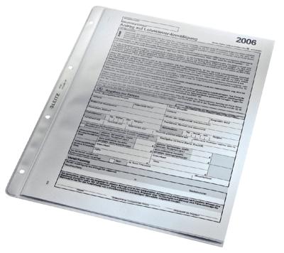 Leitz geperforeerde showtas Premium, ft A4, PVC, copy safe, transparant, pak van 100 stuks Leitz geperforeerde showtas Premium, ft A4, PVC, copy safe, transparant, pak van 100 stuks