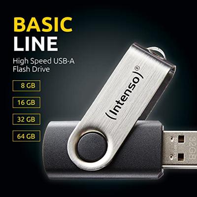 USB stick INTENSO Basic Line 32 GB Zwart Zilver 32 GB USB stick - thumbnail