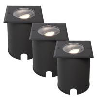 Set van 3 Cody LED Grondspots Zwart - GU10 4,5 Watt 345 lumen dimbaar - 4000K neutraal wit - Kantelbaar - Overrijdbaar - Vierkant - IP67 waterdicht - thumbnail