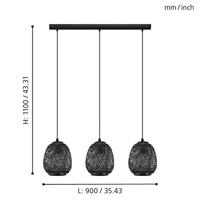 Eglo Zwarte rotan hanglampDembleby 1 3-lichts - 43266 - thumbnail
