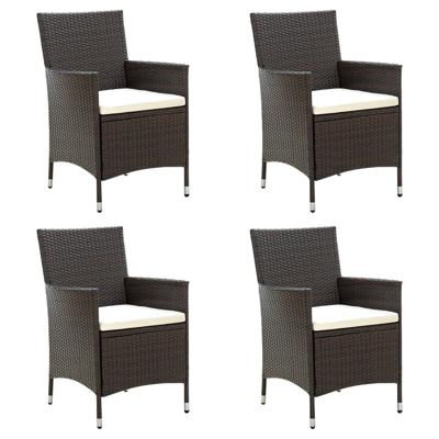 VidaXL Tuinstoelen 4 st met kussens poly rattan bruin VidaXL Tuinstoelen 4 st met kussens poly rattan bruin