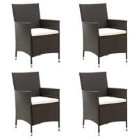 VidaXL Tuinstoelen 4 st met kussens poly rattan bruin - thumbnail