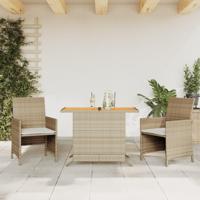 3-delige Bistroset met kussens poly rattan beige - thumbnail